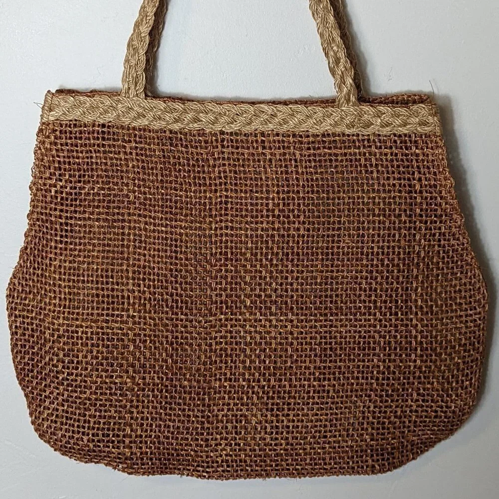Vintage Straw‎ Natural Weave Shoulder Tote Bag Cottage Core Boho
